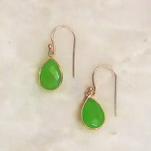 Apple Green Chalcedony Single Drop Hook Earrings