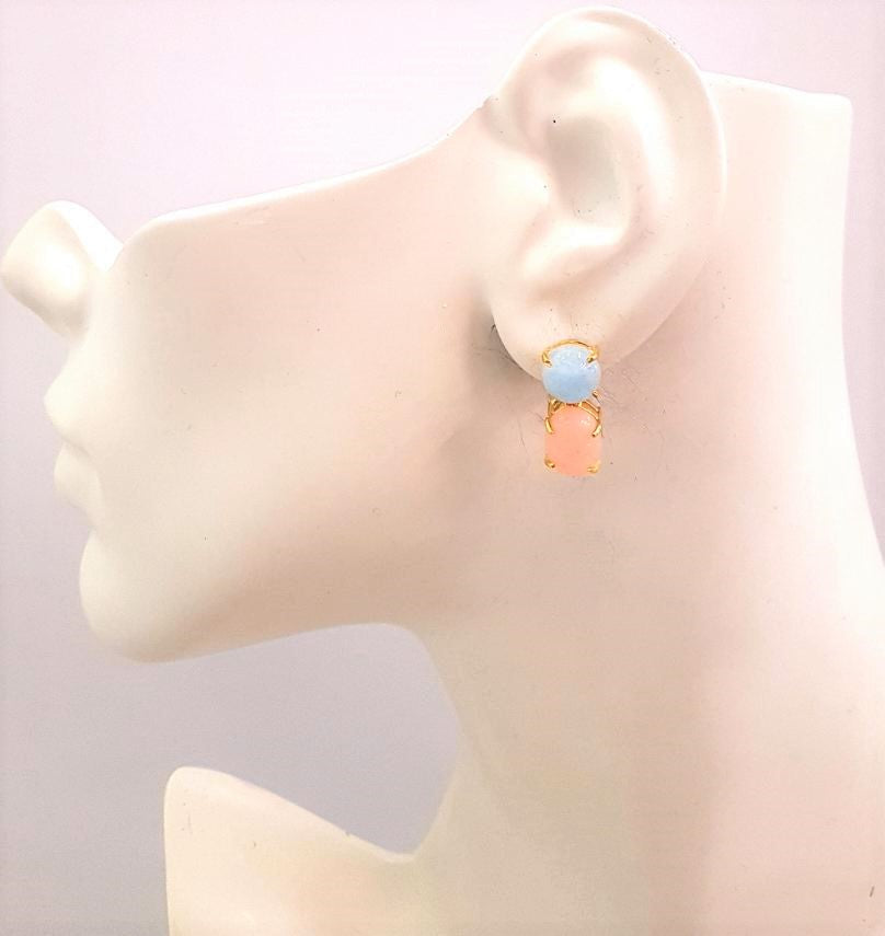 Aquamarine & Pink Opal Separates Earrings