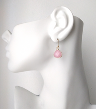 Baby Pink Jade Single Drop Hook Earrings
