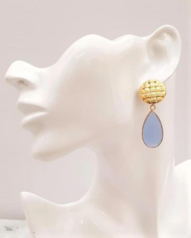 Banig 2 Studs with Blue Chalcedony Earrings