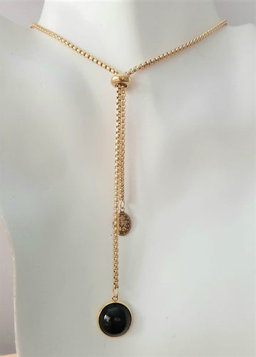 Black Agate with Mama Mary Affirmation Slider Necklace