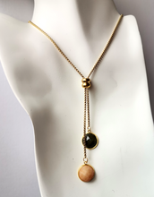 Round Labradorite & Peach Jade Affirmation Slider Necklace