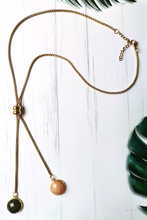 Round Labradorite & Peach Jade Affirmation Slider Necklace