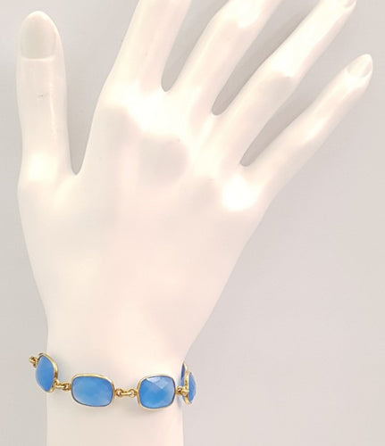 Blue Agate 5 Stone Bracelet