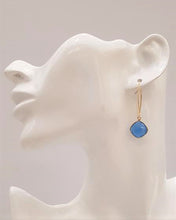 Blue Agate Single Gem Drop V-hook Earrings