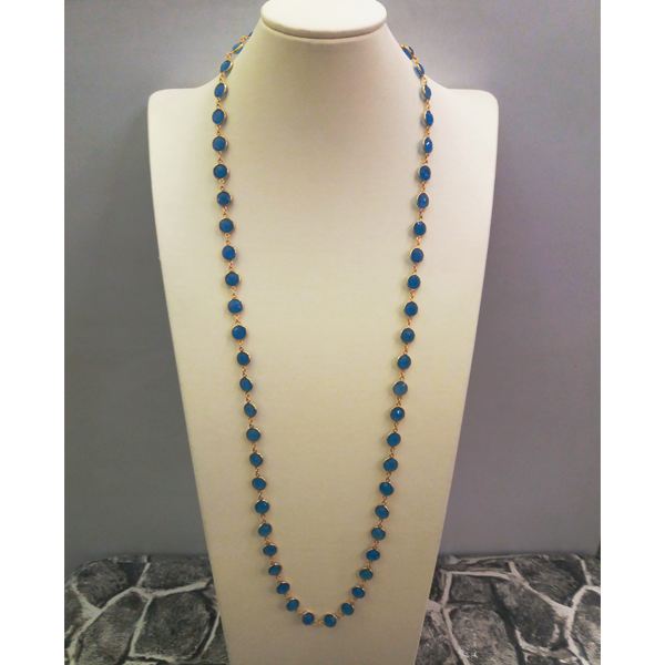 Blue Agate Jeweled Chain Necklace