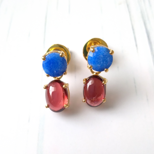 Blue Jade & Garnet Separates Earrings