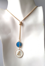 Blue Jade with Mother and Child Slider Necklace