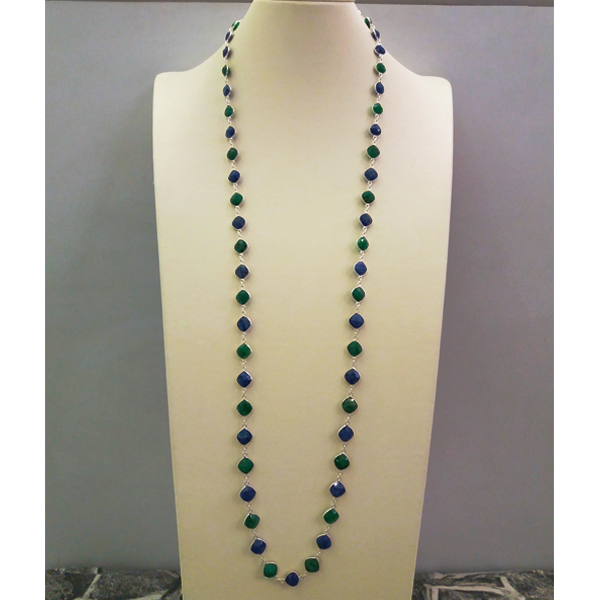 Blue Sapphire & Emerald Jeweled Chain Necklace