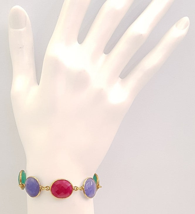 Emerald, Blue Sapphire and Ruby 5 Stone Bracelet
