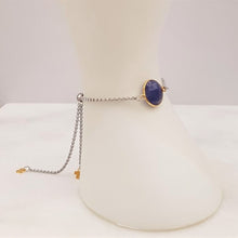 Blue Sapphire with 2 Crosses Jeweled Slider Bracelet