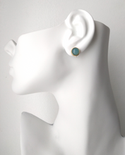 Round Blue Agate Stud with Cutout Gumamela Earring Jacket