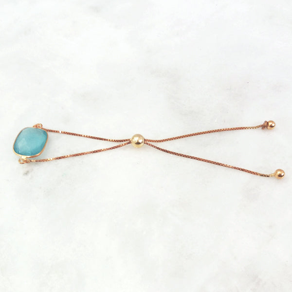 Blue Chalcedony Jeweled Slider Bracelet