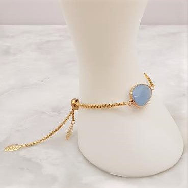 Blue Chalcedony Jeweled Slider Bracelet