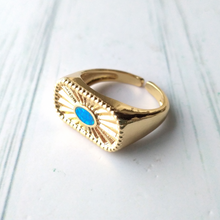 Deco Sunrays Opal Blue Ring