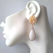 Branch Coral Studs with Detachable White Jade Dangles