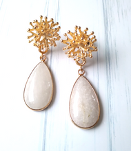 Branch Coral Studs with Detachable White Jade Dangles