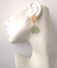 Branch Coral Stud with Mint Chalcedony Earrings
