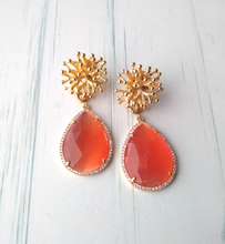 Branch Coral Stud with Tangerine Quartz Earrings