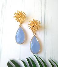 Branch Coral Stud with Chalcedony Earrings