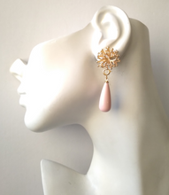 Branch Coral Stud Earrings with Pink Coral Dangles
