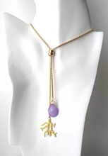 Teardrop Lavender Jade with Branch Coral Slider Necklace
