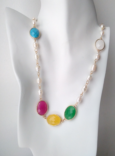 Clara 3 Jeweled Chain Necklace