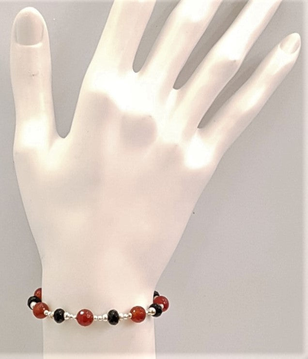 Carnelian and Agate Beads Bracelet