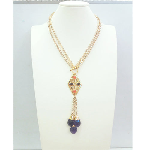 Carnelian with Smokey Quartz & Amethyst Sawa Necklace