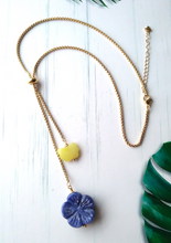 Carved Flower & Butterfly Gemstone Slider Necklace