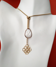 Chainmail Links with White Teardrop Mother of Pearl Slider Necklace