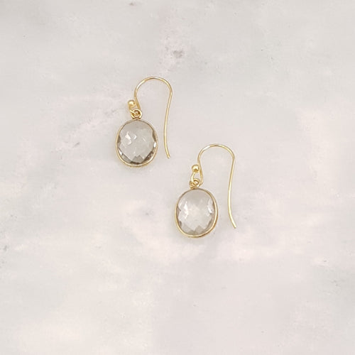 Green Amethyst Single Drop Hook Earrings