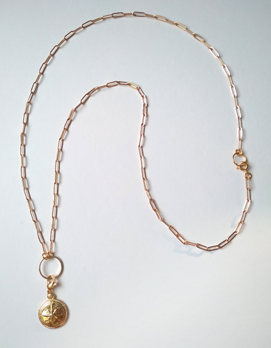Compass Paperclip Chain Necklace