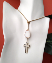 Cruz with Teardrop Mother of Pearl Slider Necklace