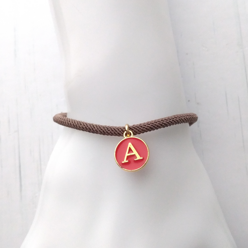 Dani Brown with Red Initials Corded Slider Bracelet