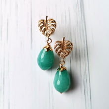 Tropical Leaf Studs with Amazonite Dangles