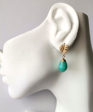 Tropical Leaf Studs with Amazonite Dangles