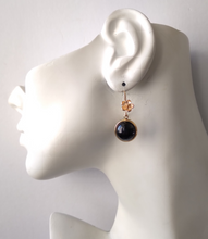 Flower Ear Hooks with Gemstone Single Drop Earrings
