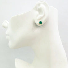 'Foliage' Twinset Earrings with Green Agate, White Topaz & Red Jasper carved Bear