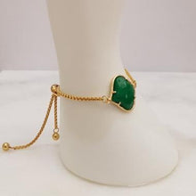 Alhambra cut Green Jade Jeweled Slider Bracelet