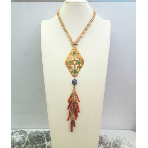 Jade with Sodalite & Coral Sawa Necklace