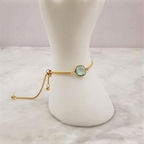 Green Quartz Jeweled Slider Bracelet