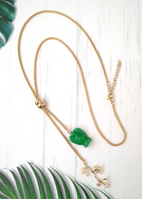 Green Jade Angel with Branches Slider Necklace