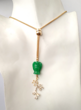 Green Jade Angel with Branches Slider Necklace