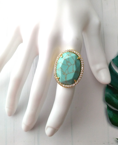 Haloed Turquoise Cocktail Ring