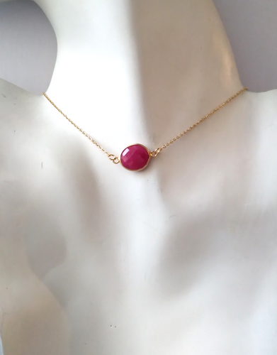 Horizontal Oval Ruby Single Gem Drop Pendant