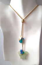 Jade Butterfly with Gem Berries Slider Necklace
