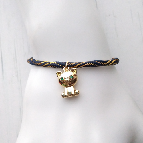 Kelly Anime Cat Metallic Corded Slider Bracelet