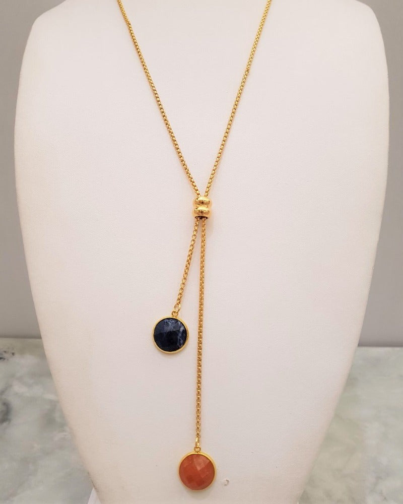 Lapis Lazuli and Carnelian Affirmation Slider Necklace