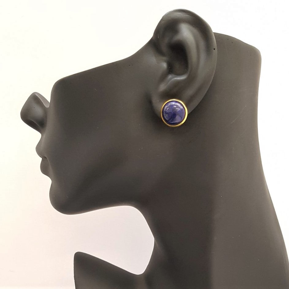 Lapis Lazuli Simple Gemstone Stud Earrings